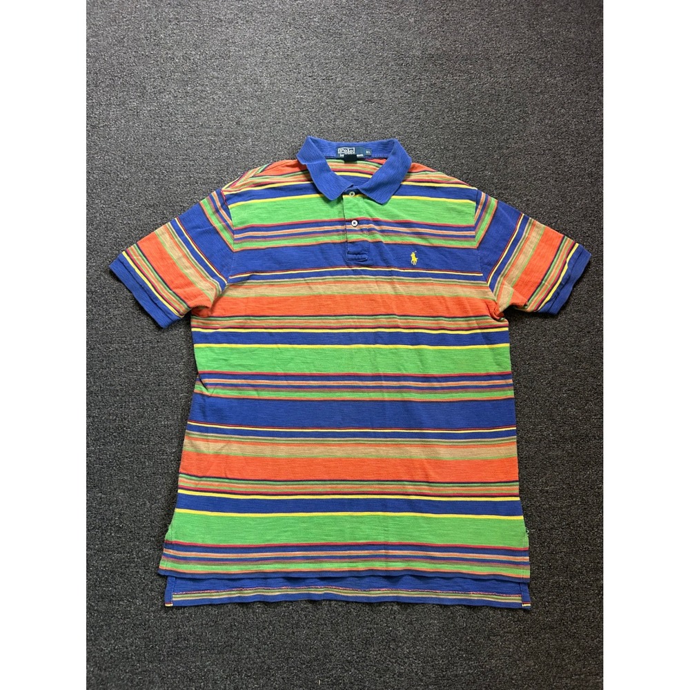 Polo Ralph Lauren Indian Serape Polo Shirt Multi-Color Striped Mens XL Pony Prep